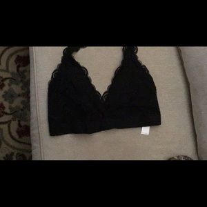 Old navy black lace halter bralette XL NWT
